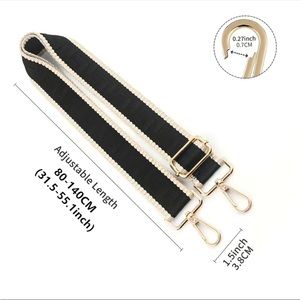 Black stripe crossbody strap (golden hardware)